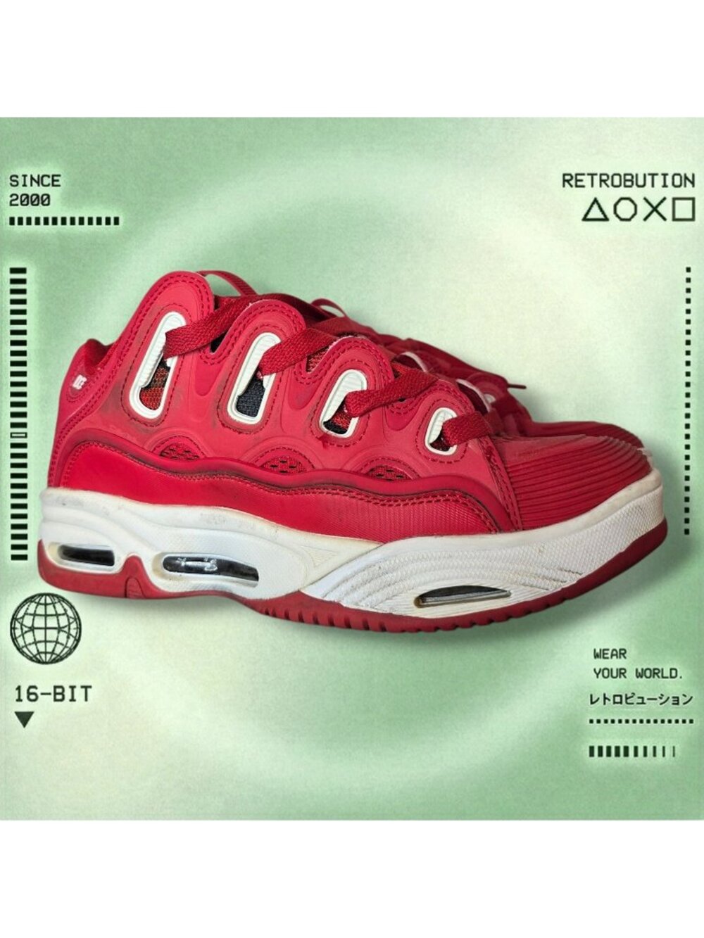 Osiris D3 2001 Rising Sun Skate Shoes Red Size 7 US Mens
